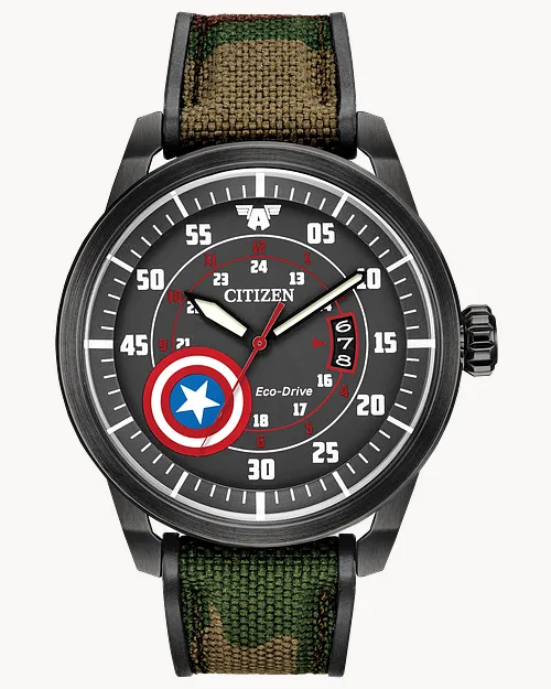 Citizen Marvel Captain America Eco Drive Black Watch CITIZEN